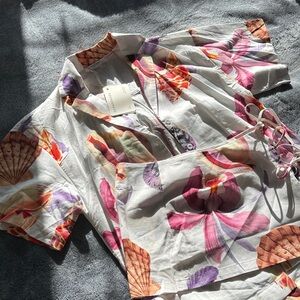 Floral Print Kimono and Top Set